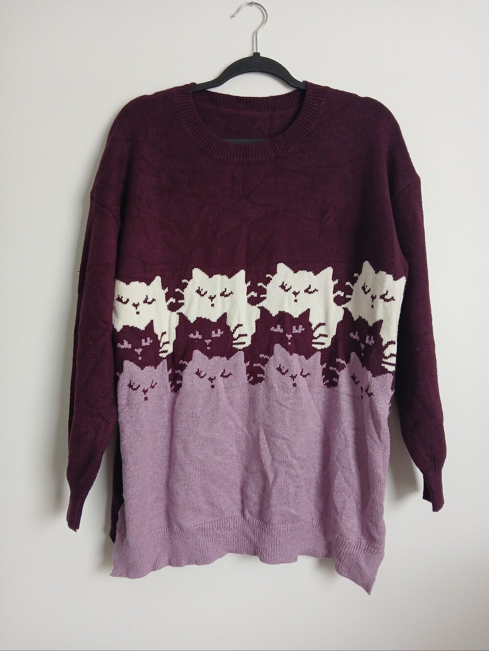 Bloom Chic Sweater Cats Purple Plum Size 12 - Picture 2 of 9